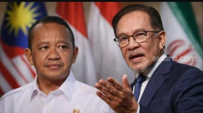 Illustration of Indonesia’s Energy Minister Bahlil Lahadalia and Malaysian Prime Minister Anwar Ibrahim [Suara.com]